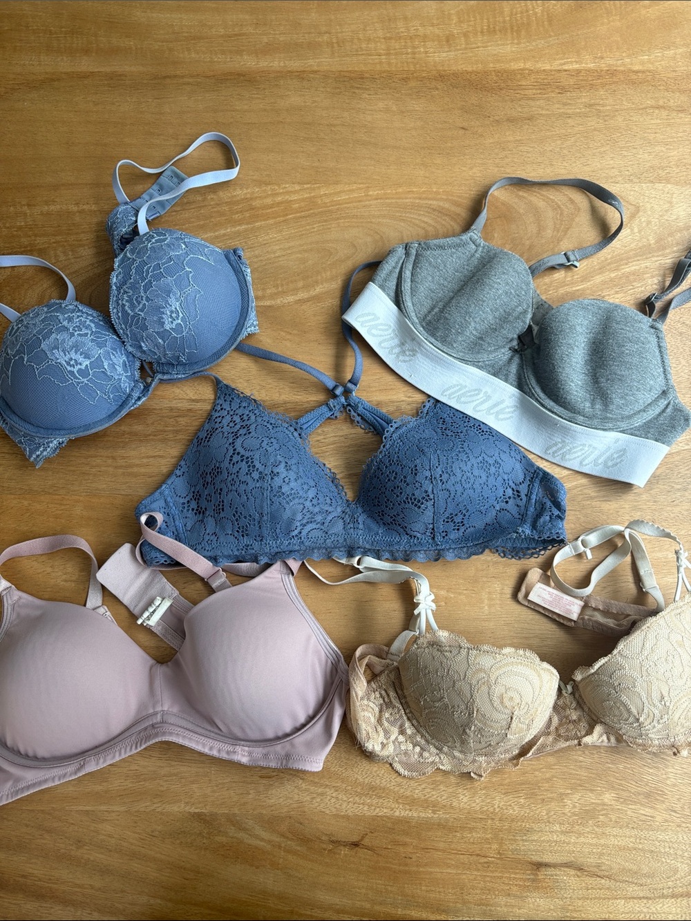 Women’s Bras Bundle - Blue, Gray, Pink, Cream - 34A / Small